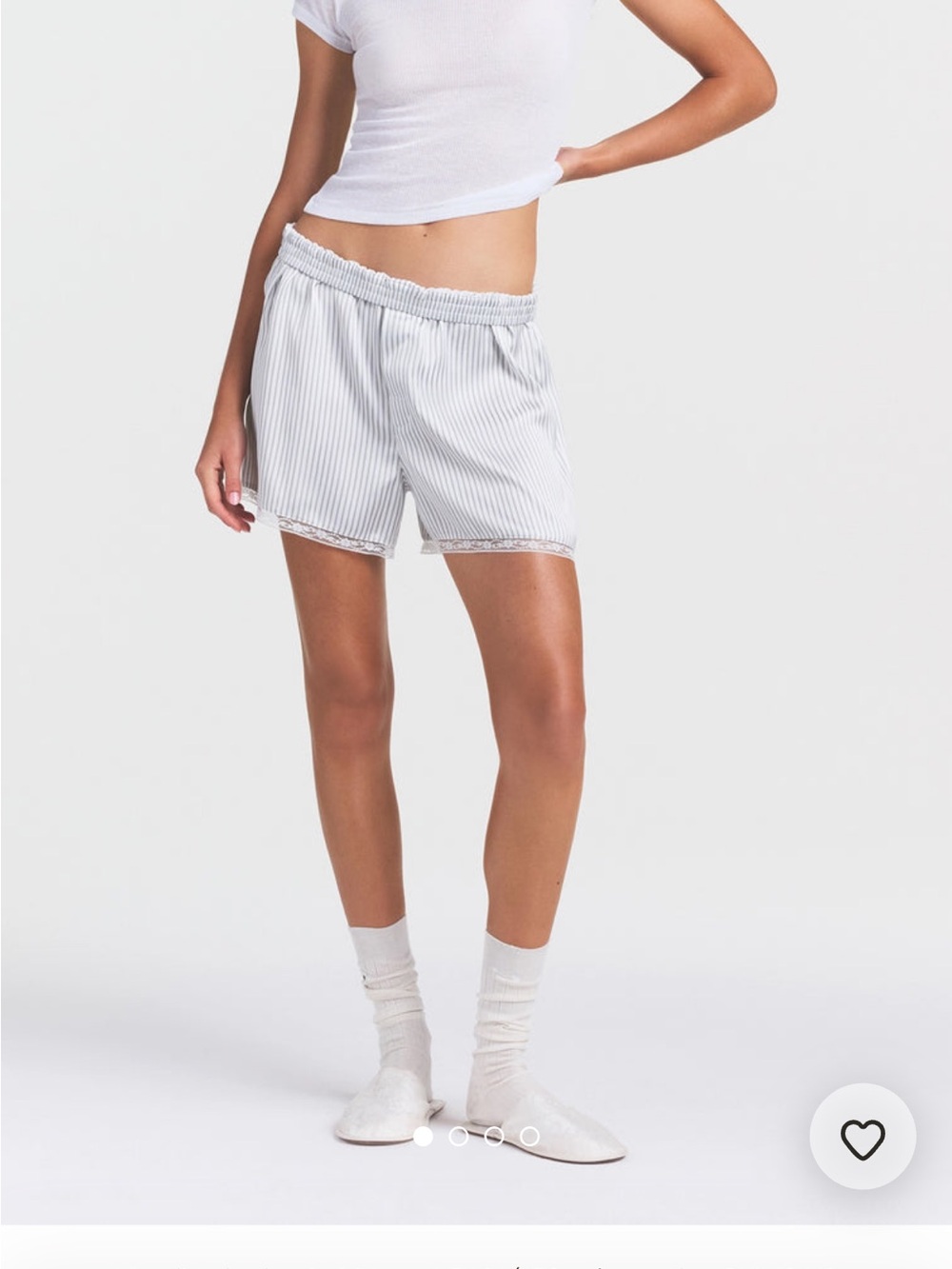Skims woven shine boxers with lace trim detail